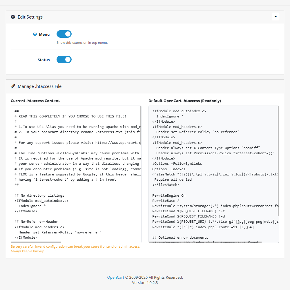Custom .htaccess Editor (SEO & Redirects)