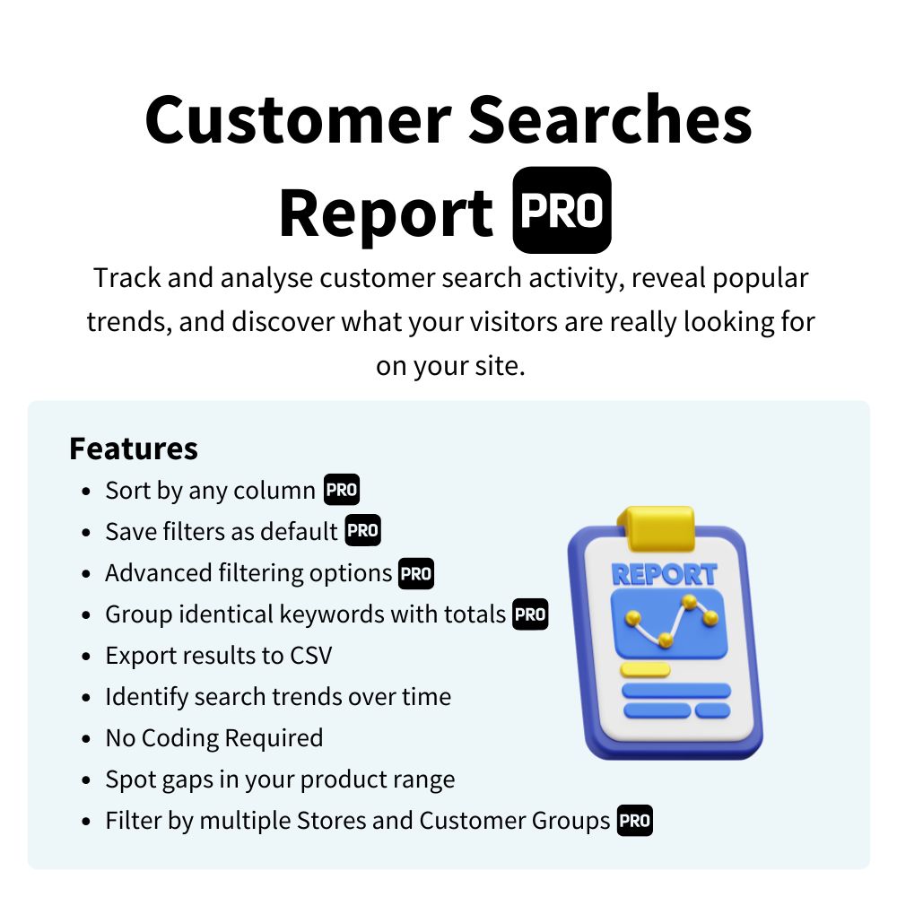 Customer Searches Report Pro Customer Searches Report Pro