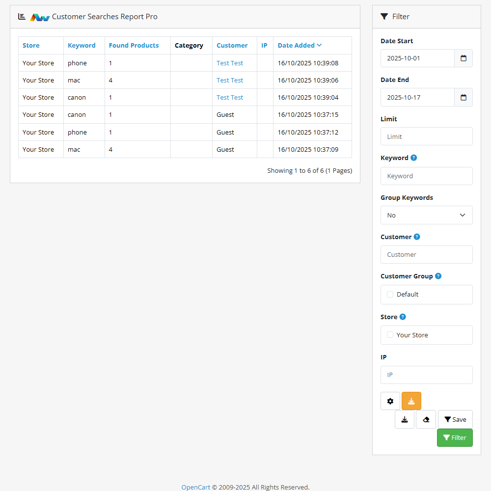 Customer Searches Report Pro Customer Searches Report Pro