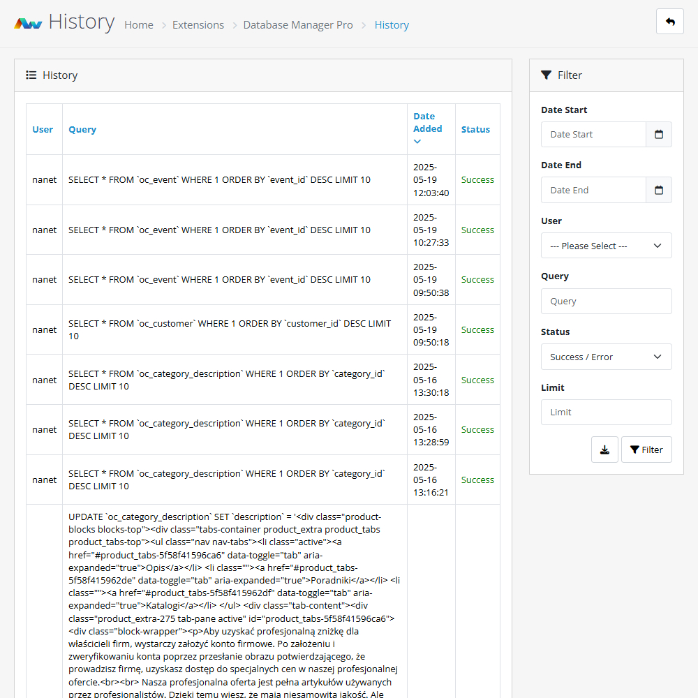 Database Manager Pro Database Manager Pro
