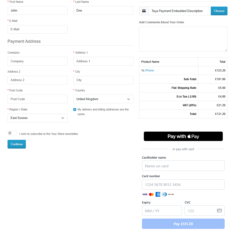 Teya Payment Embedded Teya Payment Embedded